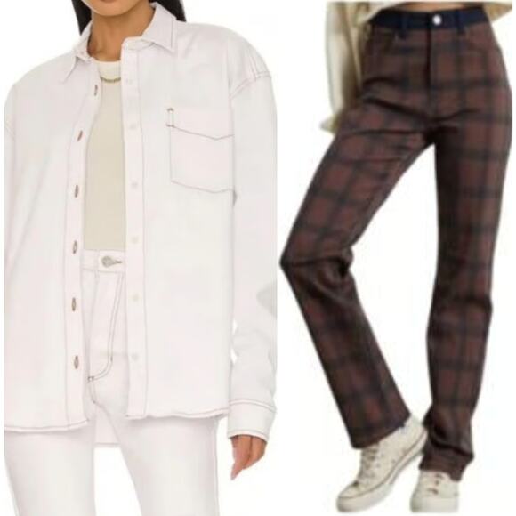 NWT WEWOREWHAT BUNDLE Bundle Colorblock Icon Pants Sz 25 Oversized Shirt Sz XS S - Picture 1 of 10